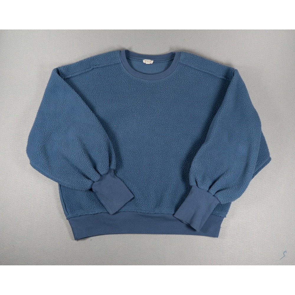 Pilcro Womens Sherpa Fleece Puff Sleeve Sweatshirt Blue Size S Cozy Pullover